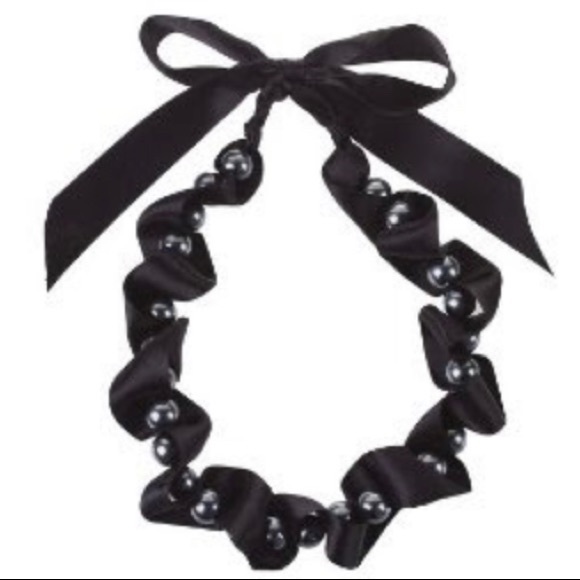 J. Crew Jewelry - J Crew black pearl and black satin necklace